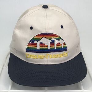 VTG Denver Nuggets Skyline Rainbow Block Logo Snapback Hat Drew Pearson (H12)